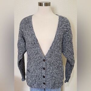 Vintage Marled Knit Button-Up Cardigan Small layers oversized neutral minimalist